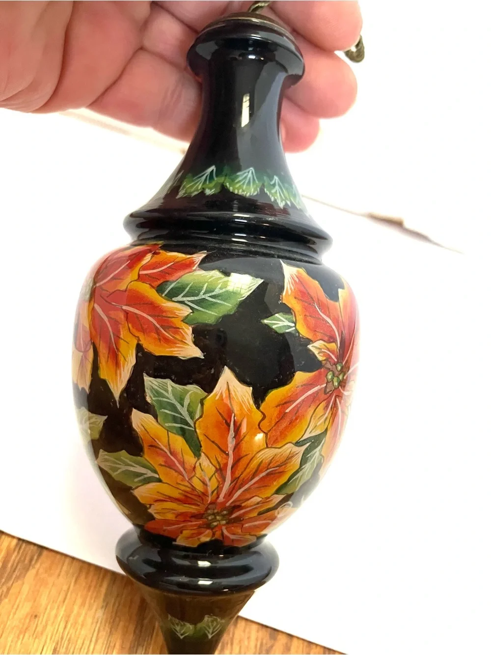 Betty Padden Ne Qwa  Hand Painted Glass Ornament Peace Joy Hope 7in Read